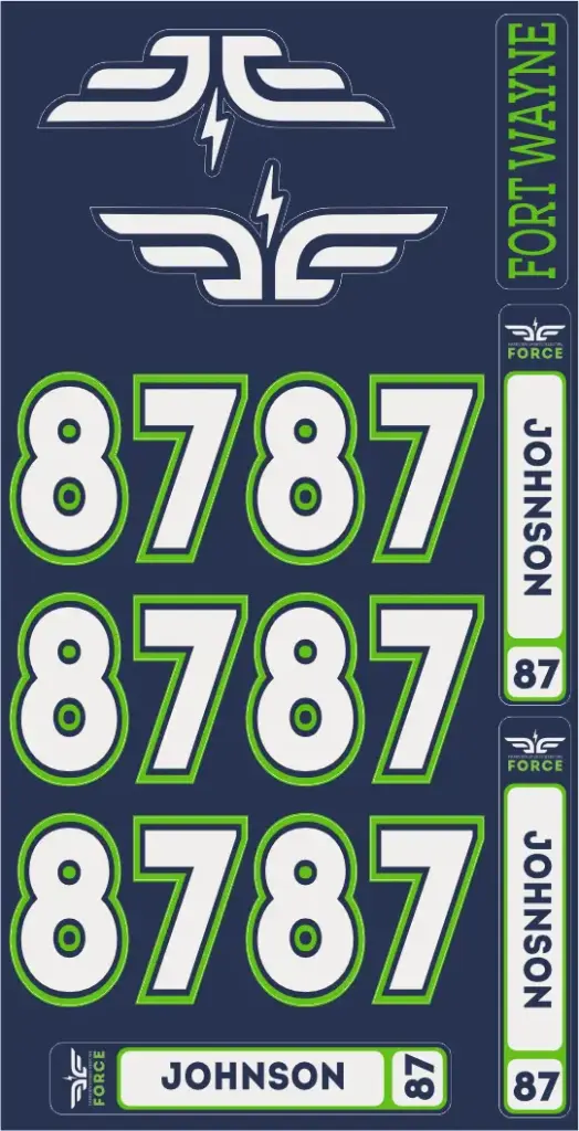 FORCE PERSONALIZED HELMET NUMBER SHEET