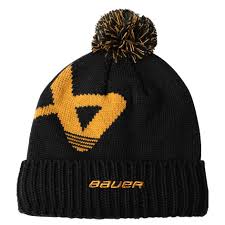 [1064101] Bauer S24 Intarsia Knit Pom Sr-Blk/Ylw